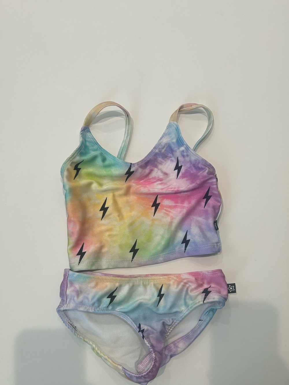 Pizielane Tie-Dye Lightning Two-Piece Swim Set tankini- Rainbow, Size 4